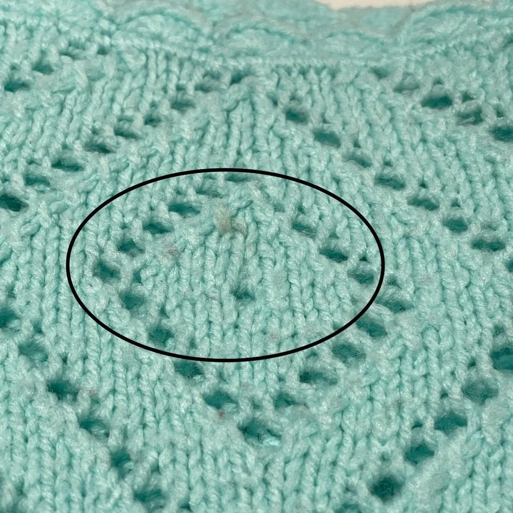 Handmade Baby Blanket Crocheted Throw Blue Mint Diamond Pattern Lightweight